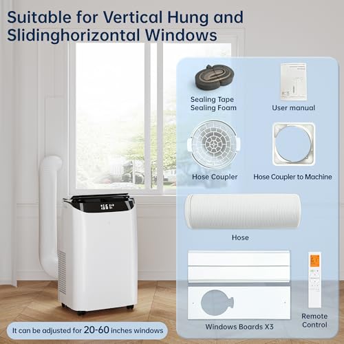 Image of 12000 BTU Portable Air Conditioners with Remote Control, 3-in-1 Free Standing Cooling AC Unit with Fan & Dehumidifier, Cools Room up to 500 sq.ft, Smart /Sleep Mode,3 Speed,24H Timer,Window Kit