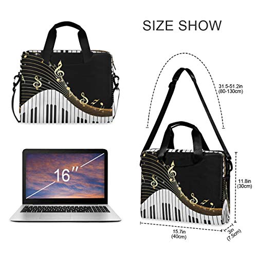 CCDMJ Laptop Case Piano Keyboard Music Note Laptops Sleeve Shoulder Messenger Bag Briefcase Notebook Computer Tablet Bags with Strap Handle for Women Man Boys Girls 16 Inch - Thumbnail 7