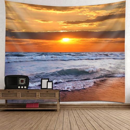 Cortina de pared con paisaje marino impreso en tela de 150x150 cm para salones modernos
