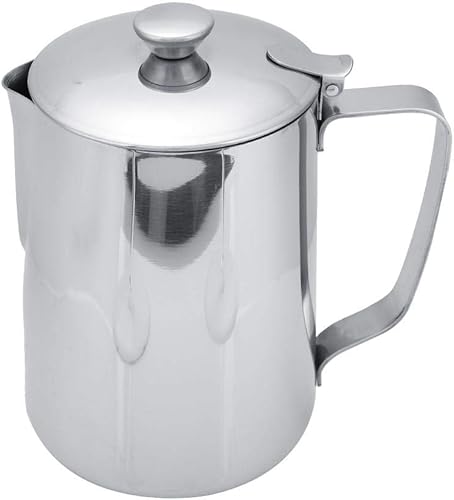 Miniatura 7 de Taza de espuma de acero inoxidable, taza de café, jarra de espuma de leche con tapa para arte de café con leche (67.6 fl oz)