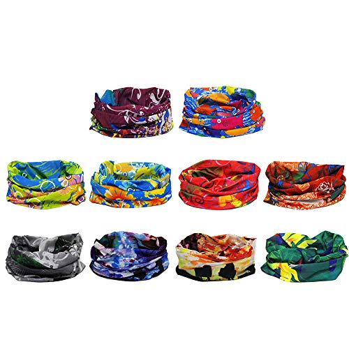 Ussuperstar 10pcs Outdoor Wide Wicking Headbands Men Women Seamless Headwear Tube Bandana Face