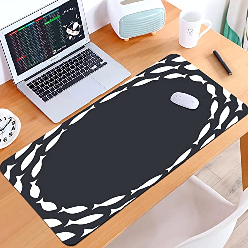 SHIVNAMI Alfombrilla Raton Grande Gaming Mouse Pad,Ocean Aqua Navy Escuela temática de Peces Nadando en círculo,Lavable, Antideslizante Diseñada para Gamers, Trabajo de Oficina