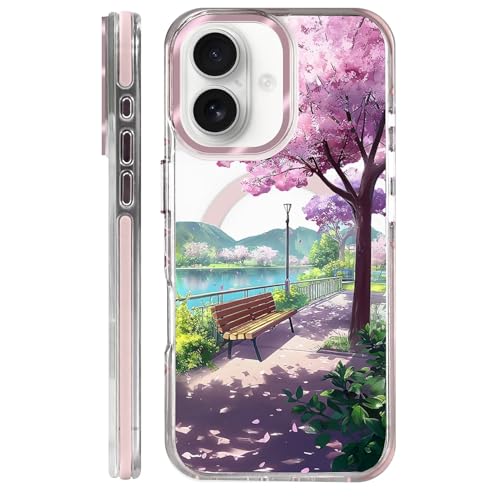 Coque rigide pour iPhone 16 compatible Magsafe, l'élégance d'un paysage de montagne esthétique