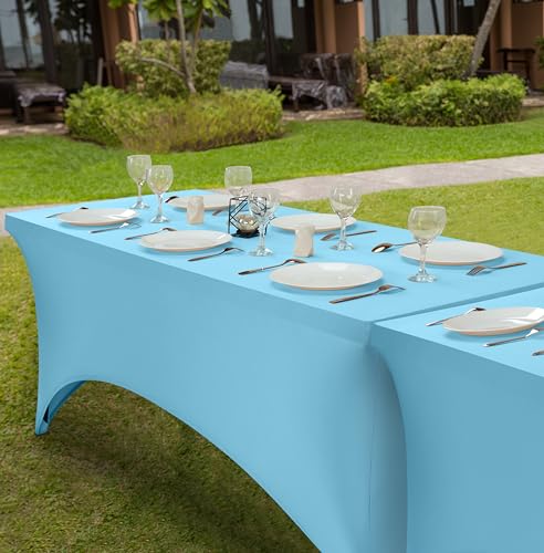 Nappe extensible rectangulaire bleue 6 FT pour table de fête - 10