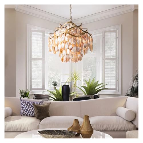 Genérico Lámpara de techo, Lámpara Led moderna y sencilla de lujo for decoración la niña, candelabro romántico concha for sala estar, comedor dormitorio(D65cm,White)