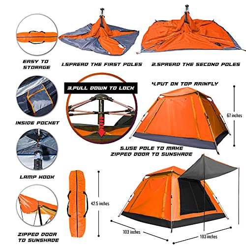 Carpa pop up para camping de 5 personas, ligera y portátil miniatura 2