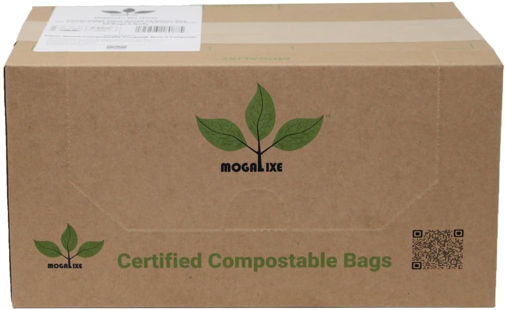 Mogalixe Compostable Trash Bags - 64 Gallon (60 Count) - Unscented - Certified Compostable