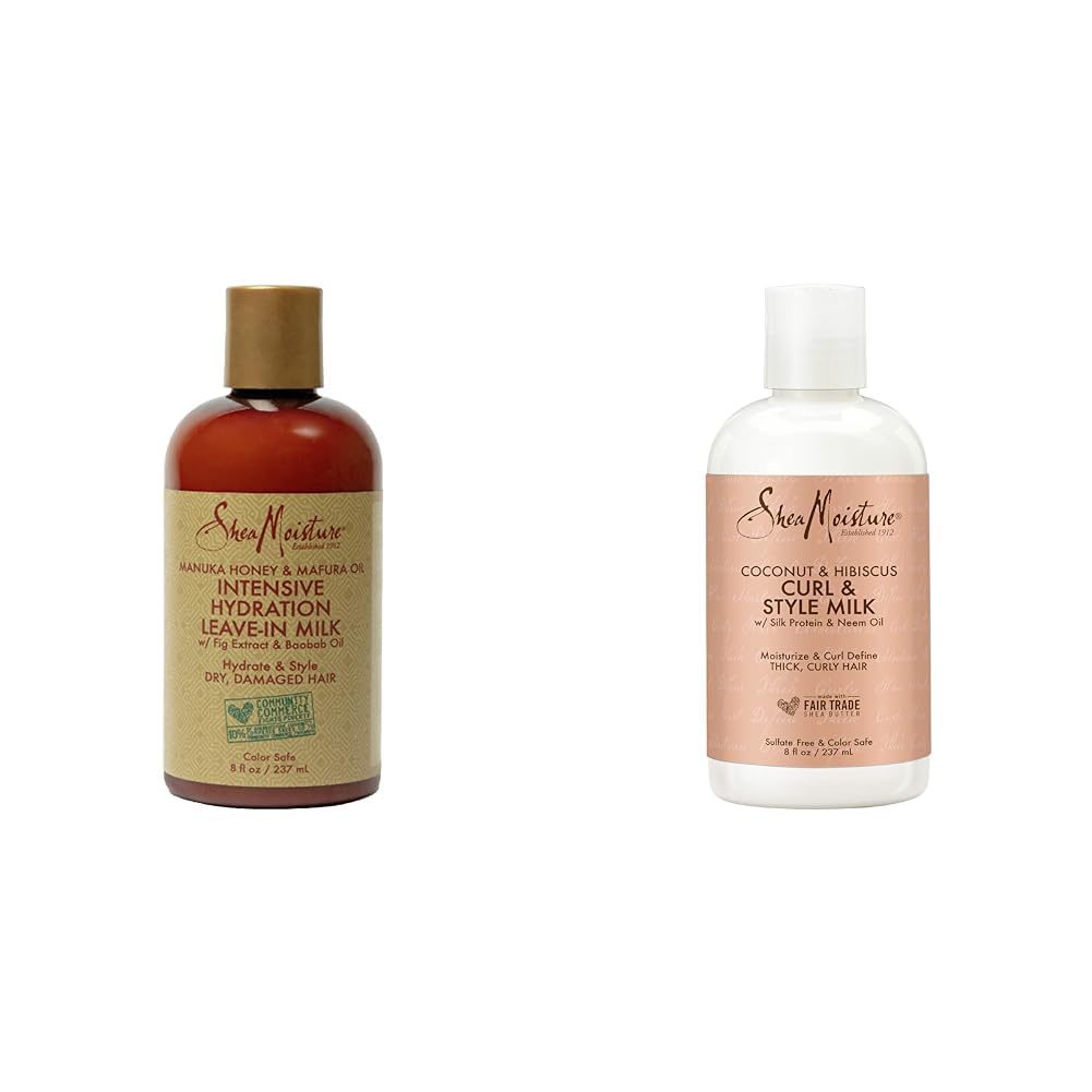 SheaMoisture Hydration Hair Milk for Dry Hair Manuka Honey and Coconut Hibiscus Curl & Style Milk with Silk Protein 8 oz