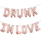 16 inch Drunk in Love Balloons Banner Foil Letters Mylar Balloons for Bachelorette Parties, Weddings