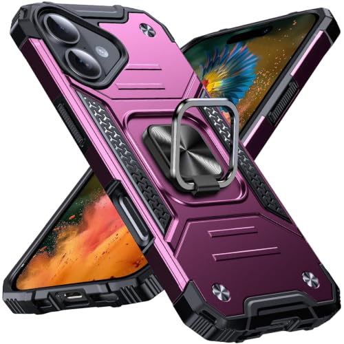Anqrp Heavy Duty Case for iPhone 17 Case with Enhanced Ring Holder Grip Stand, Military Grade Shockproof Rugged Drop Protective Silicone Hard Slim iPhone 17 Phone Case Cover,Burgundy