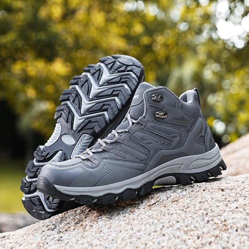 Men's Waterproof Hiking Boots High-Top Leather Non-Slip Outdoor Shoes for Mountain Trekking, Trail & Camping2