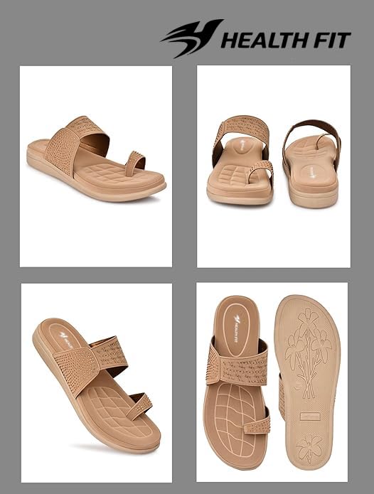 Image of HEALTH FIT EXTRA SOFT Women's Comfortable Memory Foam Doctor Slippers /Flip-Flops|Fashionable Casual & Stylish|Lightweight & Breathable|Outdoor Synthetic Casual Chappals Sandals Ladies & Girls HF24