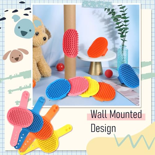 Image of Maxdot 8 Pcs Cat Self Groomer Brush Adjustable Rubber Cat Combs for Indoor Corner Kitten Face Scratcher Massager Bathing Brush (Blue, Yellow, Pink, Orange)