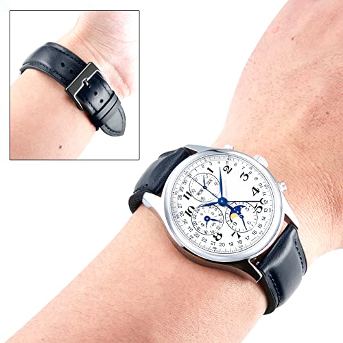 Image of BINLUN Leather Watch Band 14mm 16mm 18mm 19mm 20mm 21mm 22mm Quick Release Premium Oil Wax Leather and Breathable Silicone Hybrid Watch Bands Replacement Strap for Men Women
