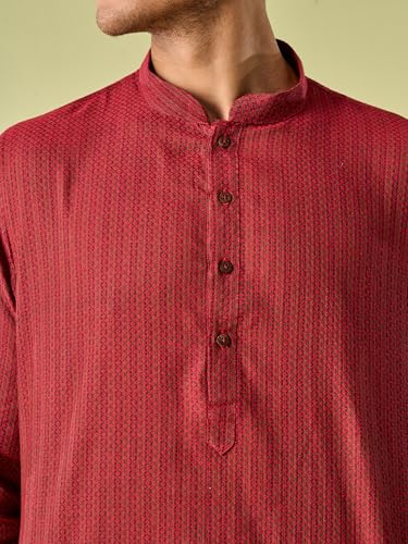 Image of DIWAS BY MANYAVAR Men's Cotton Textured Plain Kurta (1pc)