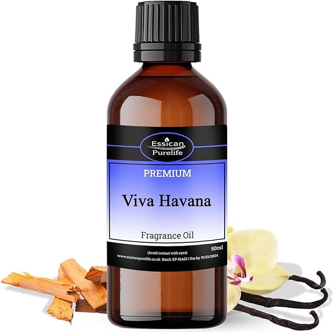 Viva Havana Fragrance Oils for Candle Making 50ml, Perfect for Soaps, Bath Bombs, Slime, Wax Melts, Aromatherapy, Home Fragrance, & Oils for Oil Burners - Aroma Oil for Hair & Skin Care UK Made