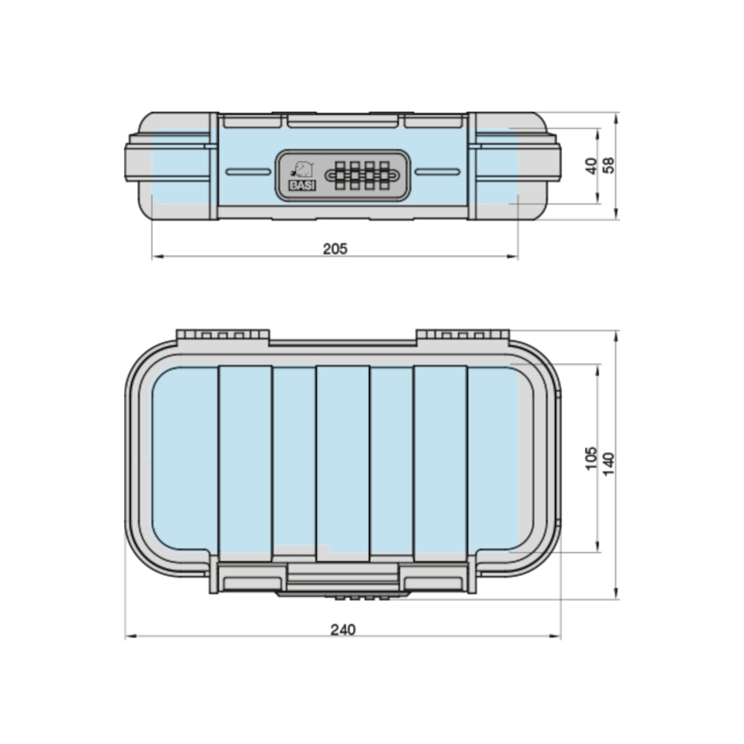 BASI cassaforte portatile con serratura a combinazione 4 cifre, cavo di sicurezza rimovibile, mini cassaforte con fune metallica, L24 x 14 x A 5,8 cm, protezione acqua IPX5