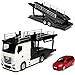 Bburago Mercedes-Benz Actros 2545 Weiss Autotransporter LKW mit Anhänger und Ford Focus Kombi Rot 1/43 Modell Auto