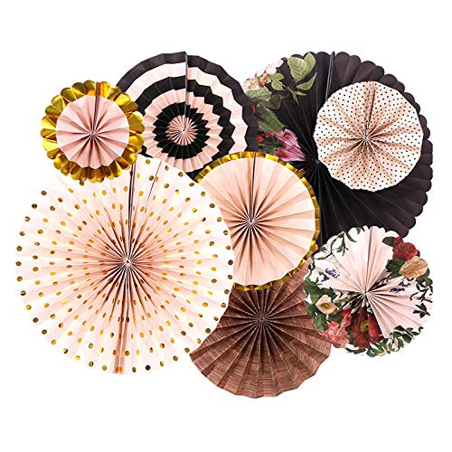 zorpia Party Hanging Paper Fans Decoration Set for Wedding Birthday Party Mother's Day Round Events Accessories Set of 8