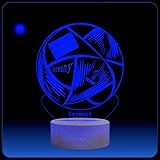 Fußball Nachtlampe, für Jungen Mädchen Tisch Schreibtischlampe 3D Illusion 16 Farbwechsel USB & Batterie Powered Acryl LED Lichter Fußball (DE-Multicolor)