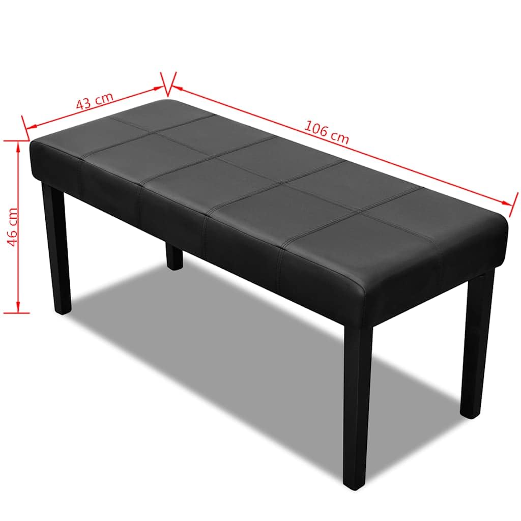 Banco de piel sintética negra con estructura de madera y acolchado