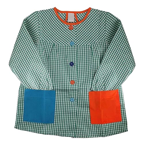 rparty Bata Escolar Infantil Babi Escolar Niño o Niña para Guarderia y Colegio Cuadrado con Botoens Color VerdeTalla 2 (3-4 años)
