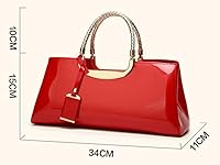 Vista 5 de Bolso de mano de cuero vegano brillante para mujer, bolso de hombro grande para mujer, bolso de mano de noche, bolso de mano para fiesta Negro