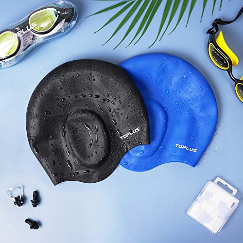 image for Toplus Swim Cap, Durable Silicone Swimming Cap Cover Ears, 3D Ergonomi
