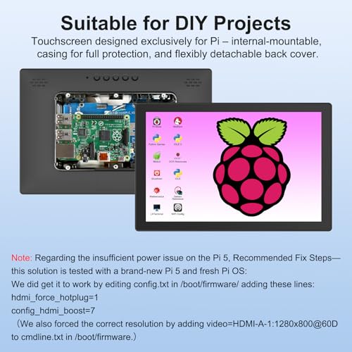 Image of MAGEX 10.1 Inch Touch Screen Monitor with Case - pi screen IPS FHD 1920x1200, 10-Point, pi display with HDMI Dual-Speaker, pi touchscreen for Pi 5 /4 /3 /2 /Zero /Win11 /10 /8 /7 /VESA, Fan, Stand, Driver-Free