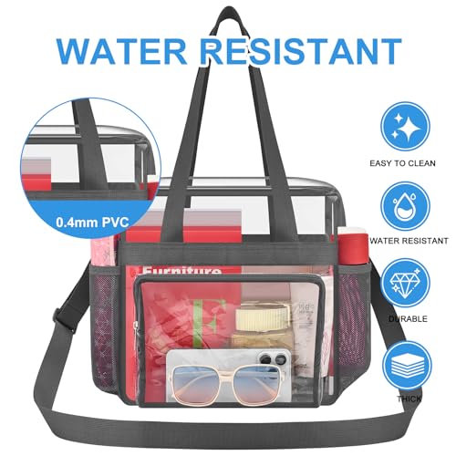 Image of Busiuw Clear Bag for Stadium Events, Stadium Approved 12x12x6 Clear Tote Bag for Sport Fan, Work Concert Travel