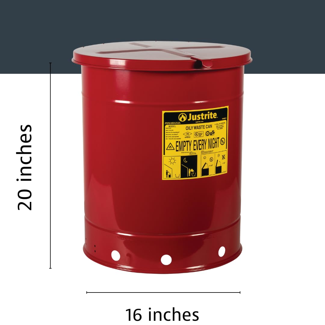 Oil Rag Container Label Snapklik.com : Justrite 14 Gallon Galvanized Steel Oily Waste Can, 20 ...