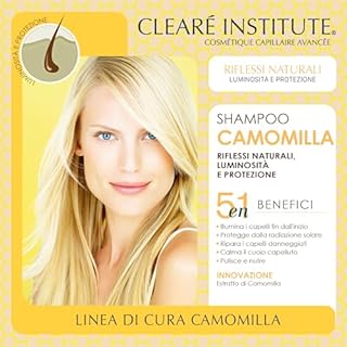Clearé Institute | Shampoo alla Camomilla Naturale e Miele | Senza Solfati SLS, SLES, Parabeni e Siliconi | Schiarente. Riflessi Dorati | Bambini e Adulti | 98% Ingredienti Naturali | 400 ml
