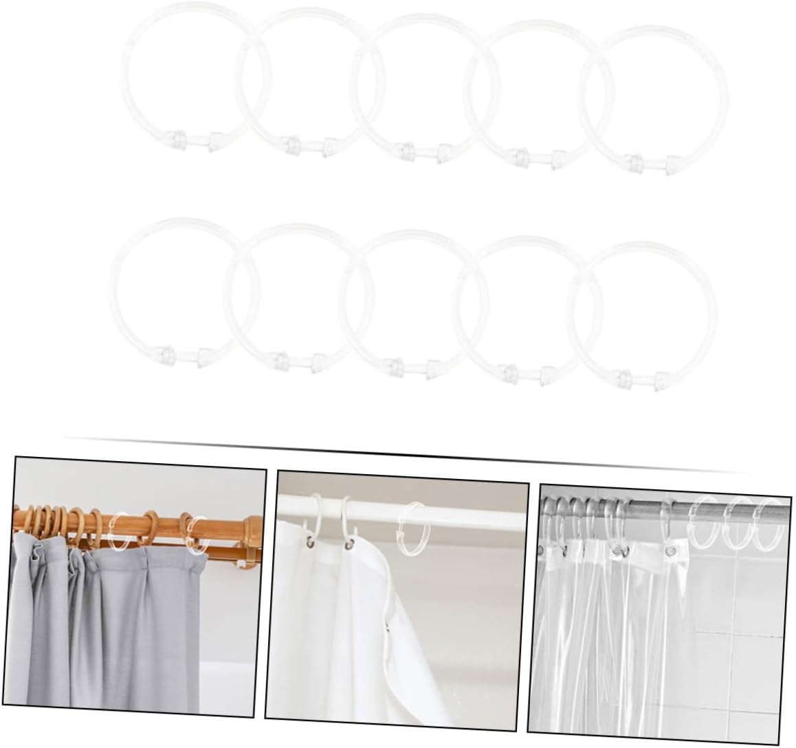 Mobestech 5sets 10pcs Clear Shower Curtain Rings Bath Drape Loop Hooks for Easy Sliding for Shower and Window Curtains Smooth Design for Hassle Installation 10pcs*5