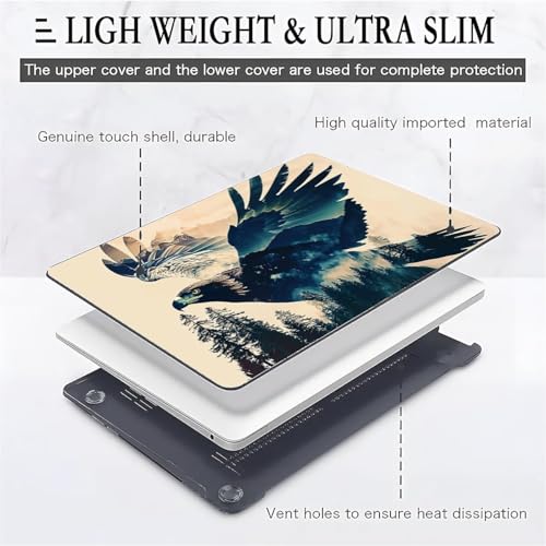 Goodsprout Computer Case for MacBook Air 15 Inch Eagle of The Forest Colorful Pattern Black Release 2023 Model A2941 Hard Shell Case Compatible with MacBook Air 15 Inch by Goodsprout - Image 6