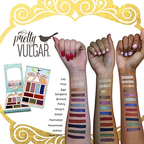 Pretty Vulgar Throwing Shade Eyeshadow Palette, Long-Lasting, Creamy, Blendable And Pigmented Matte & Shimmer Eyeshadows, Gluten-Free And Cruelty-Free, Pretty Birdie, 1.4G / 0.05 Oz X 7, 1.2G / 0.04 Oz X 5 #TOP6