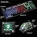 T6 Luminous Gaming Keyboard and Mouse Mousepad Combo Mechanical Feeling Rainbow LED Backlight Emitting Character USB Mice Compatible with Laptop PC Resberry Pi iMac Computer Game Work