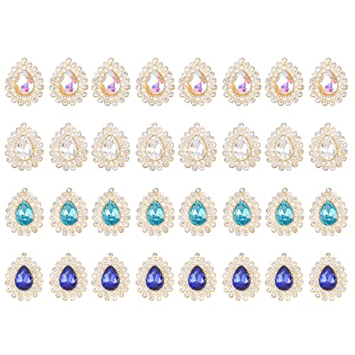 URROMA 32 Pcs Rhinestones Buttons Embellishments