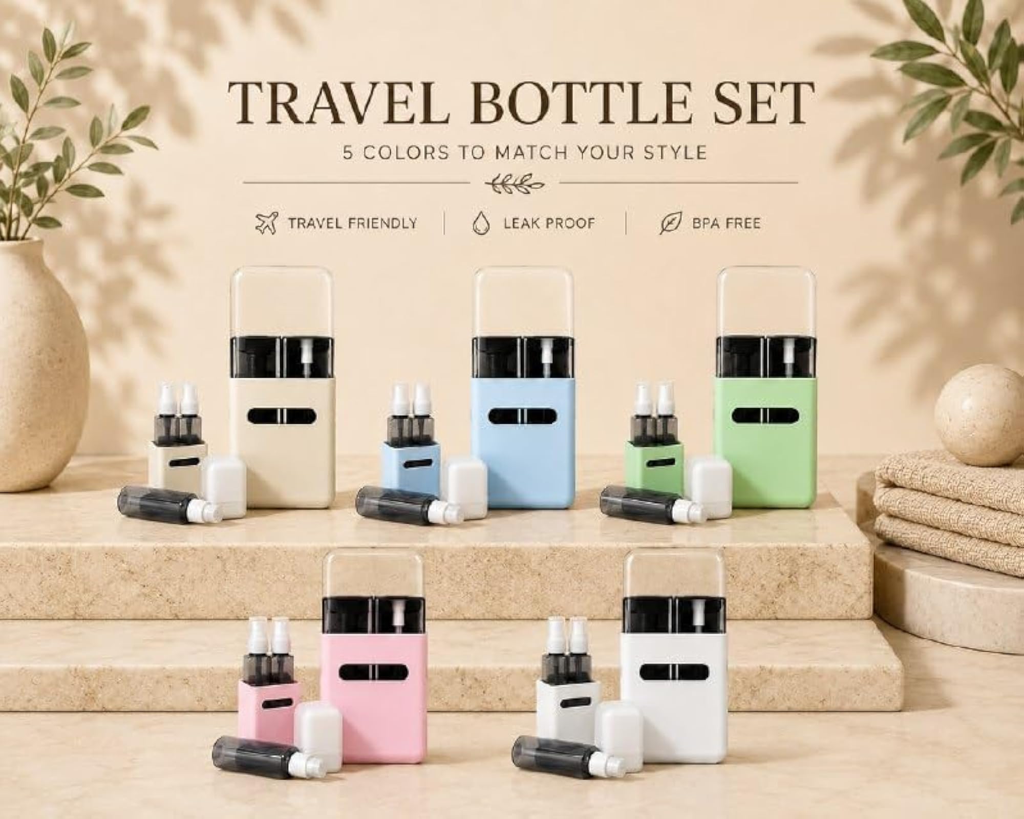 Travel Toiletry Bottle Set with Organiser Case