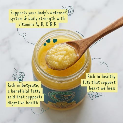 Image of GirOrganic A2 Ghee Butter Organic Grass Fed | Healthy Butter Alternative A2 Ghee Organic Grass Fed for Cooking & Daily Use, Keto Friendly, Non-GMO & Lactose-Free, 16 Oz