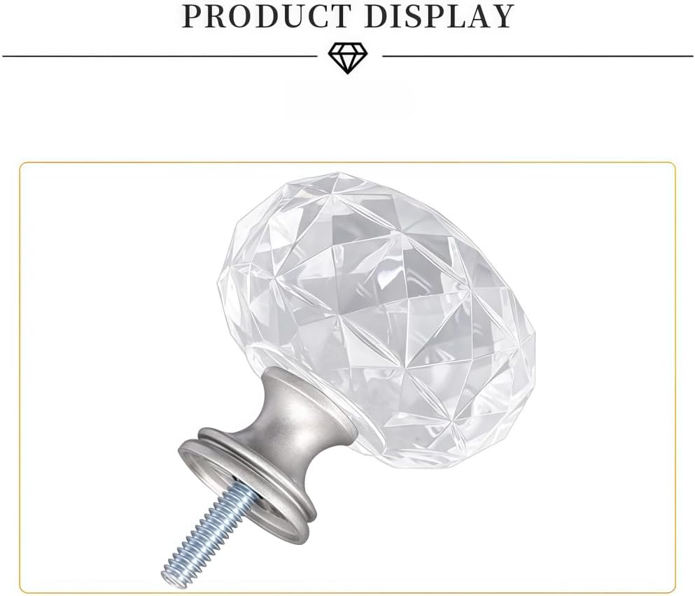 Drapery Pole End Plug 10 Pack Acrylic Triangular Pattern Round Decorative Head M6 Screws for 1 Inch Or 7/8 Inch Curtain Rod Replacements Silver