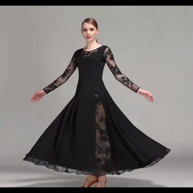 Amazon.com: Ballroom Dance Dresses for Women - Black Lace Long Sleeve Dress  for Special Occasions Praise Cocktail Wedding Guest Funeral (S, Black) :  Clothing, Shoes & Jewelry