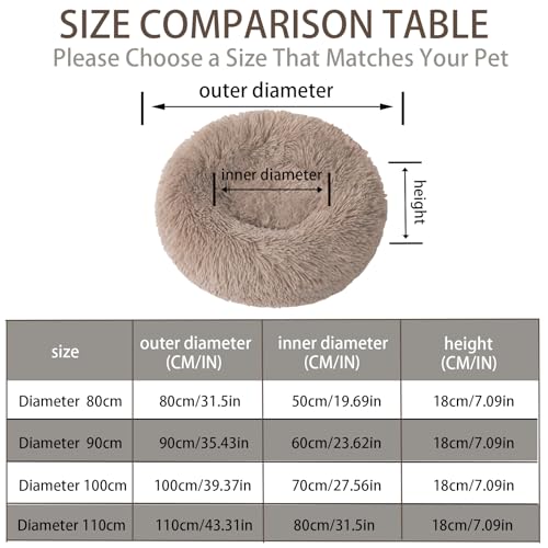 GDDO Premium Orthopädisches Haustierbett für große und extra große Hunde,Donut Hundebett Weiches Plüsch Rundes Hundesofa mit Wasserfeste Unterseite,Hundekörbchen waschbar (90cm)