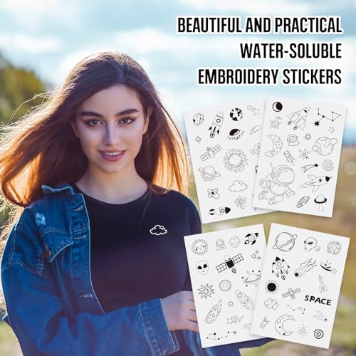 Image of Spritewelry 68 Pcs Water Soluble Embroidery Patterns Animal Stick and Stitch Embroidery Paper Wash Away Embroidery Transfer Paper Stabilizers for Hand Sewing