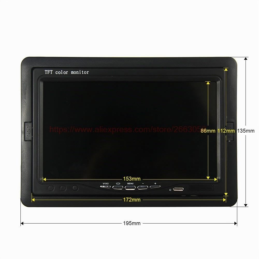 DC 12V-24V 7" HD 800 x 480 TFT LCD Couleur de Voiture Moniteur de Vue arrière de Sauvegarde de recul avec télécommande pour caméra de recul Caméra de recul Caméra de vidéosurveillance Lecteur de DVD