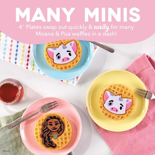 Image of Dash MultiMaker Mini System Removable Plate Set - Ceramic, Nonstick Replacement Plates for Fun-Shaped Waffle Breakfast - Waffle Maker Not Included - 4-Inch - Two-Pack - Moana & Pua