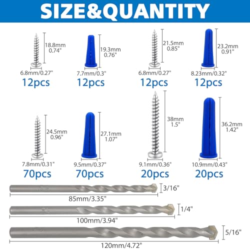 Busy-Corner BLUE ANCHOR Conical Concrete Wall Anchors And Screws Assortment Kit thumb #1