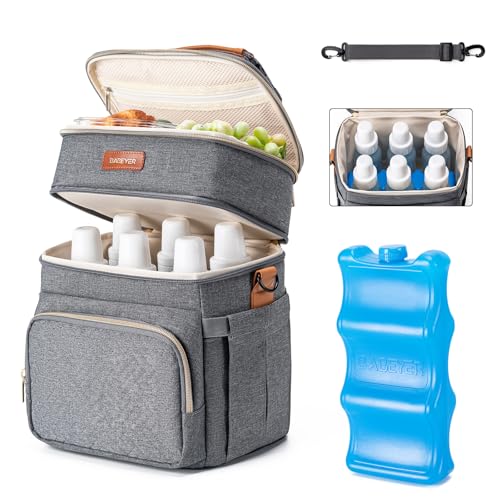 Image of BABEYER Breastmilk Cooler Bag with Ice Pack Fits 6 Baby Bottles Up to 9 Ounce