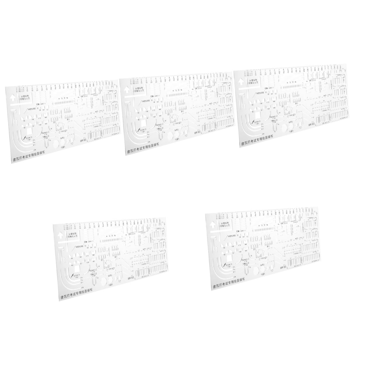 SHINEOFI 5 Pz righello per disegno architettonico metrico piazza degli ingegneri di grandi dimensioni stencil righello della scala dell'architetto stampini geometrici plastica Transparent