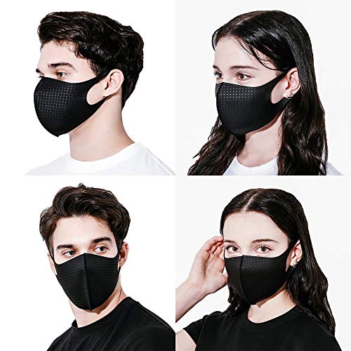 Black Face Mask UPF 50, Summer Time, Unisex, Washable, Reusable, Breathable, UV Sunblock Protective, for Running (Dot)4