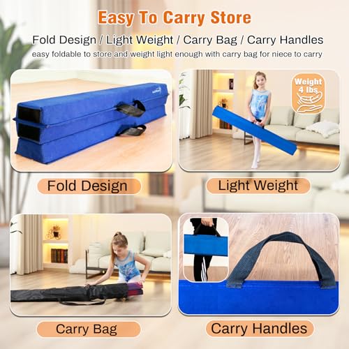 Image of Marfula 6 FT / 8 FT / 9 FT Folding Gymnastics Beam Foam Balance Floor Beam